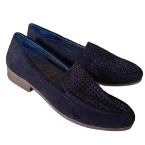 Dr. Scholl's black leather loafer suede work comfort foot bed